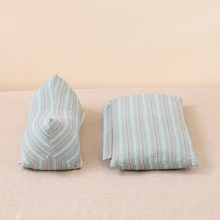 91家纺网 家纺一手货源 找家纺 （总）梦叶草 2025新款全棉水洗棉三角牵引组合荞麦枕 枕头护颈枕芯