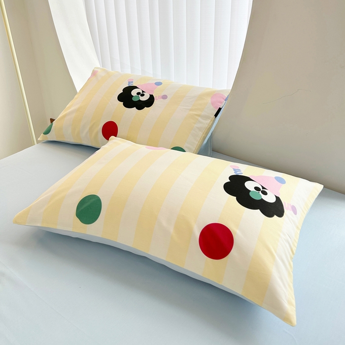 91家纺网 家纺一手货源 找家纺 柠馨 2025新款全棉纯棉印花夏被夏凉被空调被四件套 小丑煤球