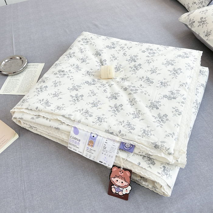 柠馨 2025新款全棉纯棉印花夏被夏凉被空调被四件套 素颜幽兰