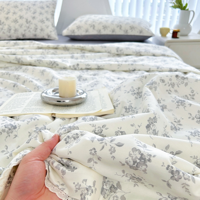 91家纺网 家纺一手货源 找家纺 柠馨 2025新款全棉纯棉印花夏被夏凉被空调被四件套 素颜幽兰