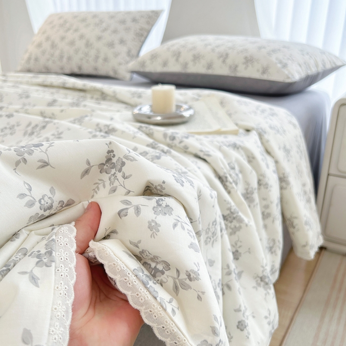 91家纺网 家纺一手货源 找家纺 柠馨 2025新款全棉纯棉印花夏被夏凉被空调被四件套 素颜幽兰