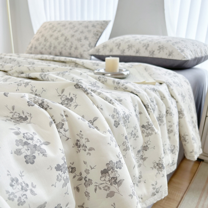 91家纺网 家纺一手货源 找家纺 柠馨 2025新款全棉纯棉印花夏被夏凉被空调被四件套 素颜幽兰