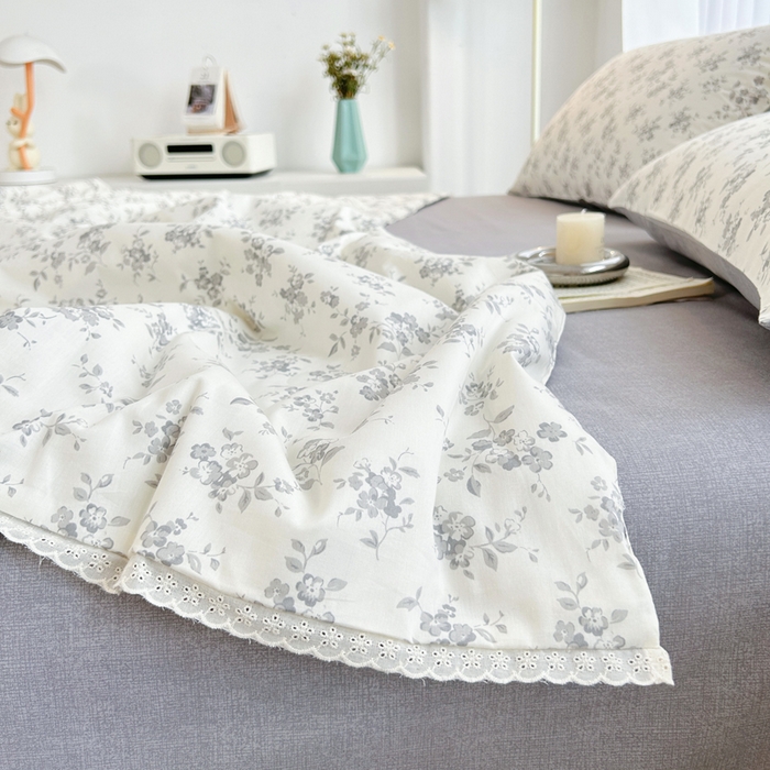 91家纺网 家纺一手货源 找家纺 柠馨 2025新款全棉纯棉印花夏被夏凉被空调被四件套 素颜幽兰