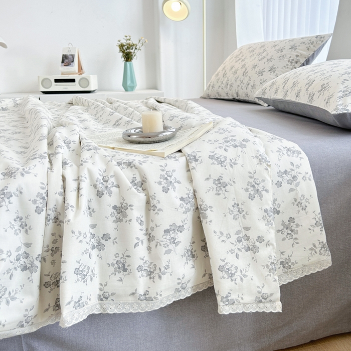 91家纺网 家纺一手货源 找家纺 柠馨 2025新款全棉纯棉印花夏被夏凉被空调被四件套 素颜幽兰