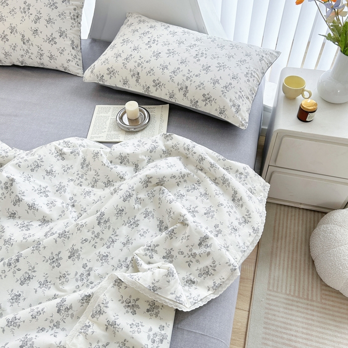 91家纺网 家纺一手货源 找家纺 柠馨 2025新款全棉纯棉印花夏被夏凉被空调被四件套 素颜幽兰