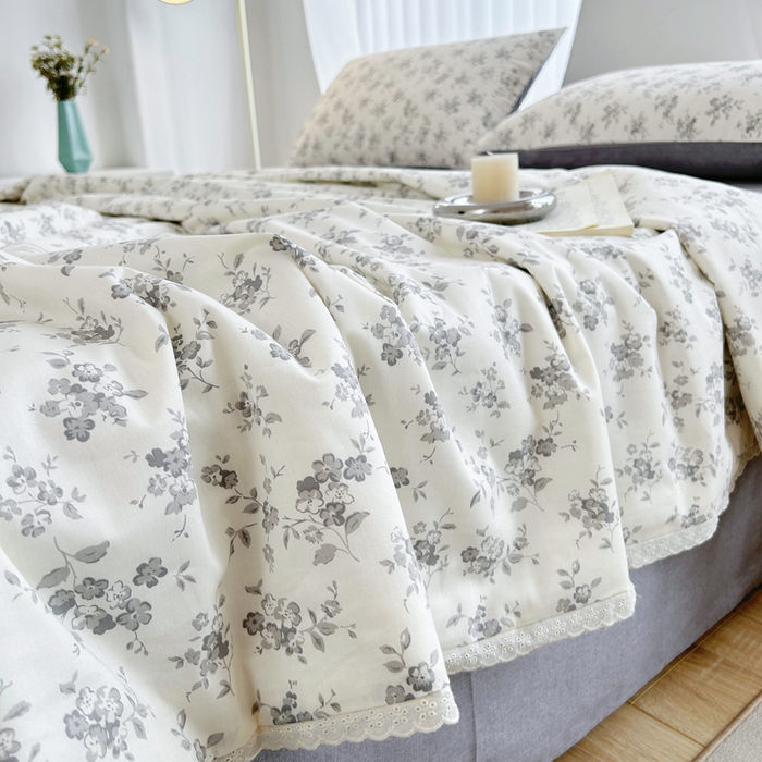 91家纺网 家纺一手货源 找家纺 柠馨 2025新款全棉纯棉印花夏被夏凉被空调被四件套 素颜幽兰