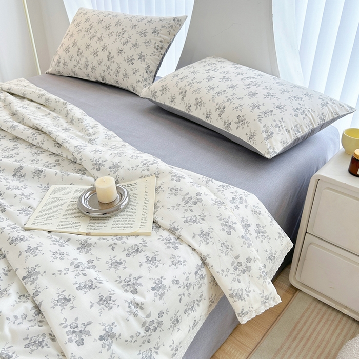 91家纺网 家纺一手货源 找家纺 柠馨 2025新款全棉纯棉印花夏被夏凉被空调被四件套 素颜幽兰