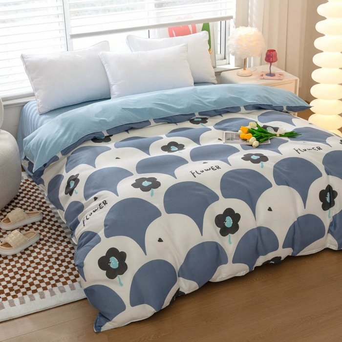 91家纺网 家纺一手货源 找家纺 贝兰仙奴 2025春夏新款全棉纯棉12868印花单被套 被套单件 春季花语蓝