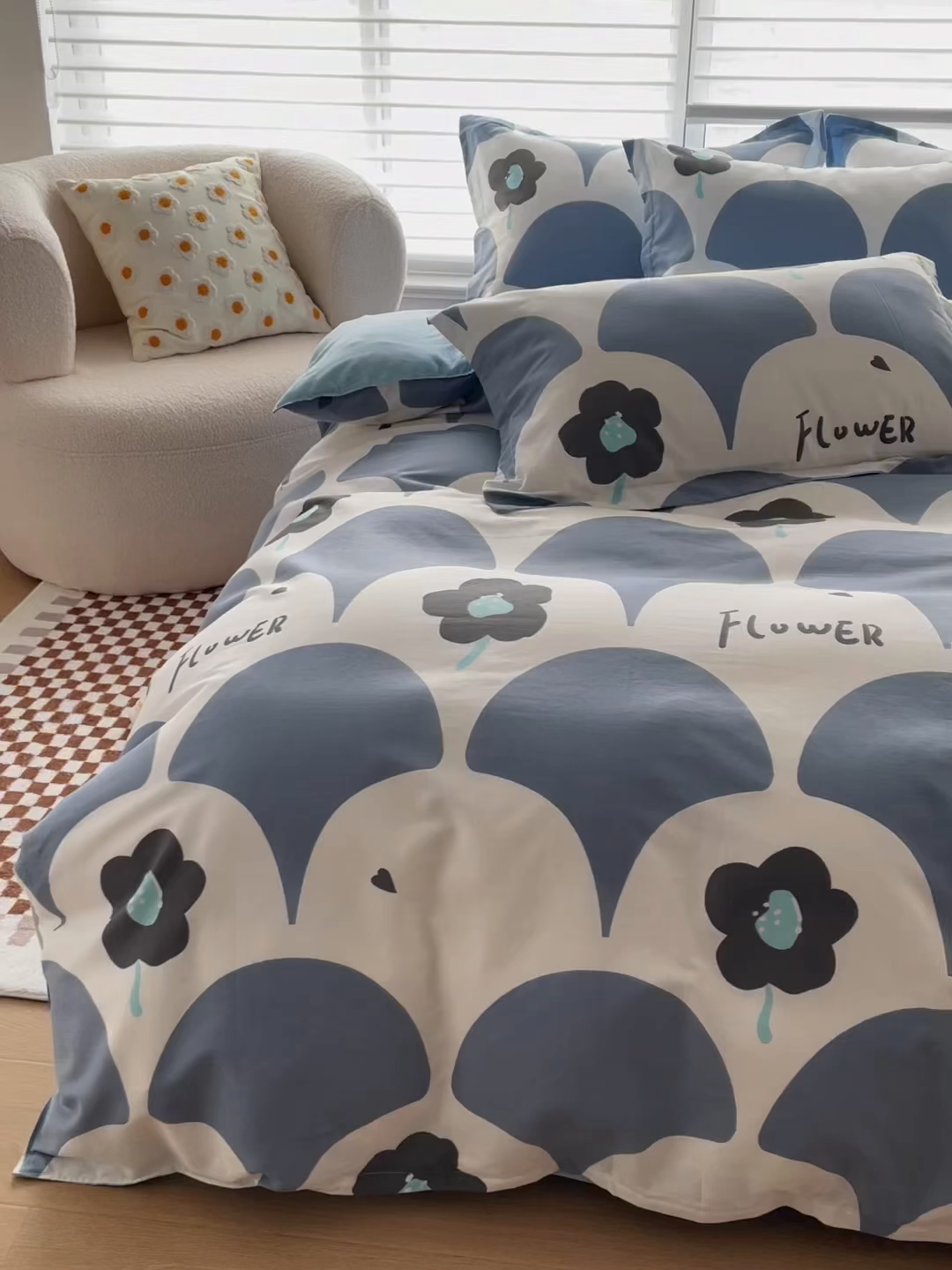 91家纺网 家纺一手货源 找家纺 贝兰仙奴 2025春夏新款全棉纯棉12868印花单被套 被套单件 春季花语蓝