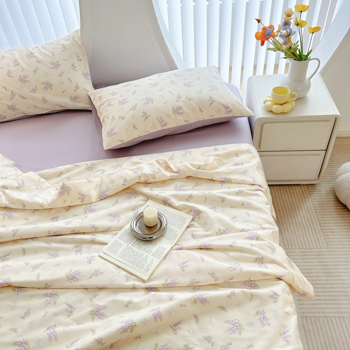 91家纺网 家纺一手货源 找家纺 柠馨 2025新款全棉纯棉印花夏被夏凉被空调被四件套 浅薇