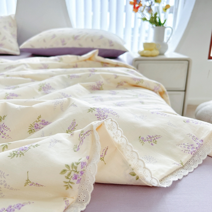 91家纺网 家纺一手货源 找家纺 柠馨 2025新款全棉纯棉印花夏被夏凉被空调被四件套 浅薇