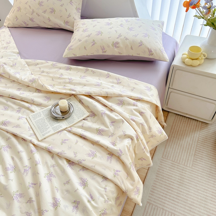 91家纺网 家纺一手货源 找家纺 柠馨 2025新款全棉纯棉印花夏被夏凉被空调被四件套 浅薇