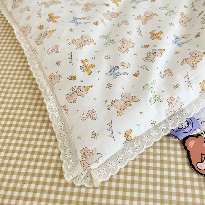 91家纺网 家纺一手货源 找家纺 柠馨 2025新款全棉纯棉印花夏被夏凉被空调被四件套 狗狗派对