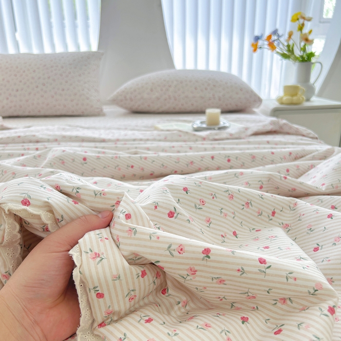 91家纺网 家纺一手货源 找家纺 柠馨 2025新款全棉纯棉印花夏被夏凉被空调被四件套 绮幻