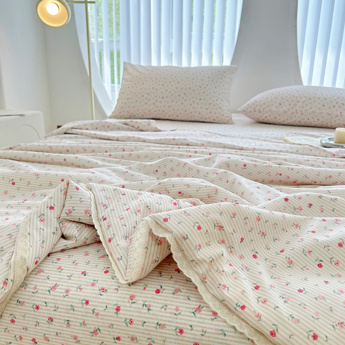 91家纺网 家纺一手货源 找家纺 柠馨 2025新款全棉纯棉印花夏被夏凉被空调被四件套 绮幻