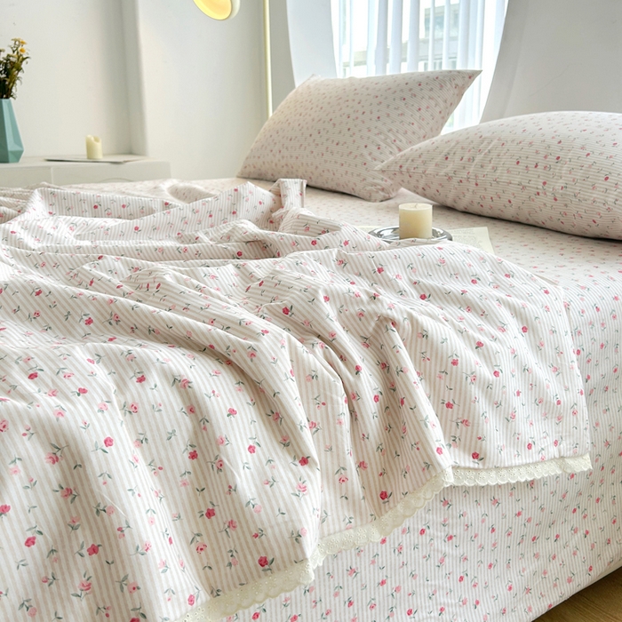 91家纺网 家纺一手货源 找家纺 柠馨 2025新款全棉纯棉印花夏被夏凉被空调被四件套 绮幻