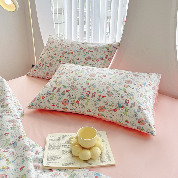 91家纺网 家纺一手货源 找家纺 柠馨 2025新款全棉纯棉印花夏被夏凉被空调被四件套 枝枝桃桃