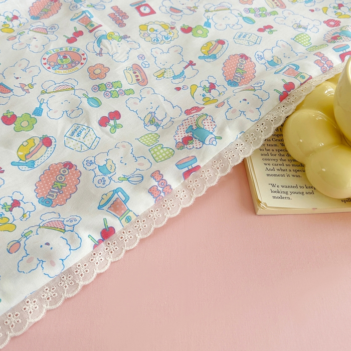 91家纺网 家纺一手货源 找家纺 柠馨 2025新款全棉纯棉印花夏被夏凉被空调被四件套 枝枝桃桃