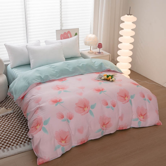 91家纺网 家纺一手货源 找家纺 贝兰仙奴 2025春夏新款全棉纯棉12868印花单被套 被套单件 花恋粉