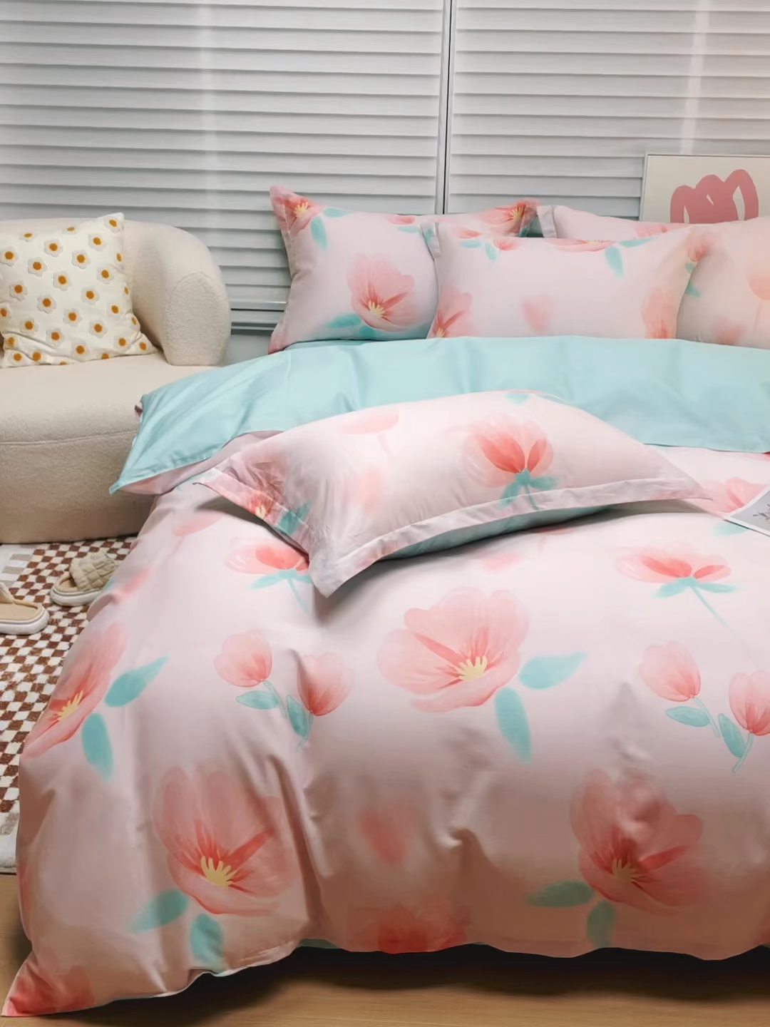 91家纺网 家纺一手货源 找家纺 贝兰仙奴 2025春夏新款全棉纯棉12868印花单被套 被套单件 花恋粉