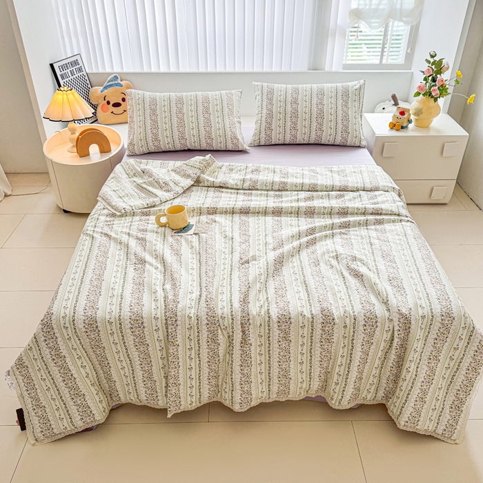 91家纺网 家纺一手货源 找家纺 柠馨 2025新款全棉纯棉印花夏被夏凉被空调被四件套 半夏