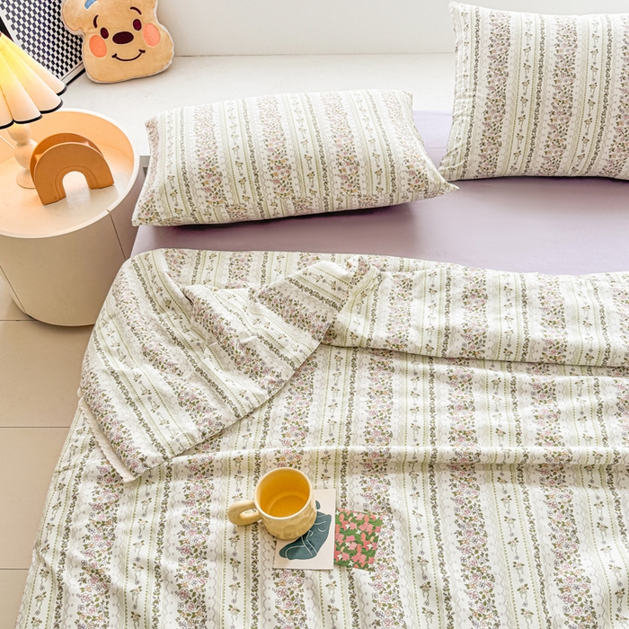 91家纺网 家纺一手货源 找家纺 柠馨 2025新款全棉纯棉印花夏被夏凉被空调被四件套 半夏