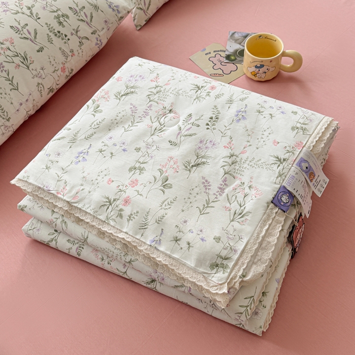 柠馨 2025新款全棉纯棉印花夏被夏凉被空调被四件套 风吟