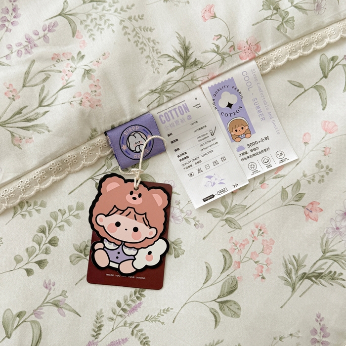 91家纺网 家纺一手货源 找家纺 柠馨 2025新款全棉纯棉印花夏被夏凉被空调被四件套 风吟