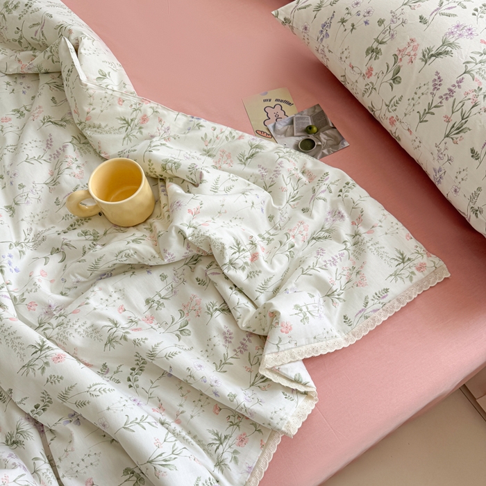 91家纺网 家纺一手货源 找家纺 柠馨 2025新款全棉纯棉印花夏被夏凉被空调被四件套 风吟