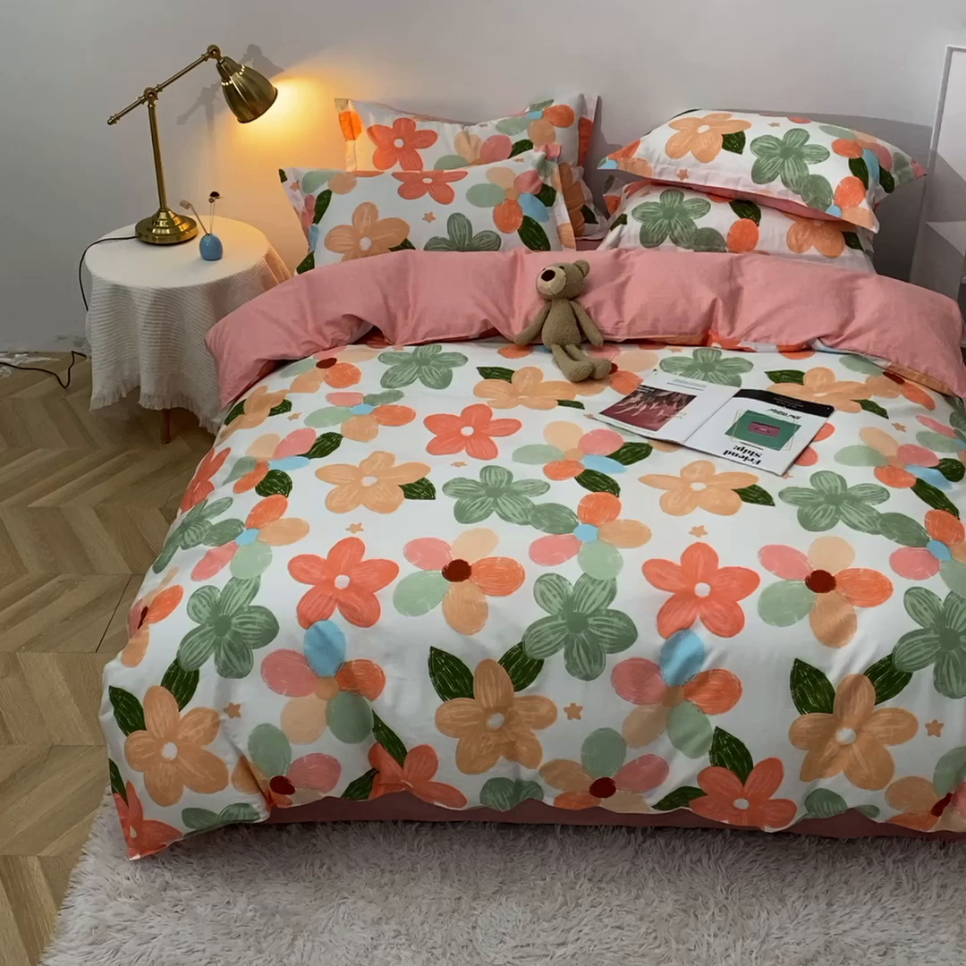 91家纺网 家纺一手货源 找家纺 贝兰仙奴 2025春夏新款全棉纯棉12868印花单被套 被套单件 七色花