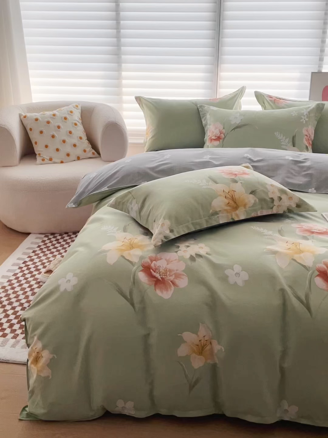 91家纺网 家纺一手货源 找家纺 贝兰仙奴 2025春夏新款全棉纯棉12868印花单被套 被套单件 圣洁绿