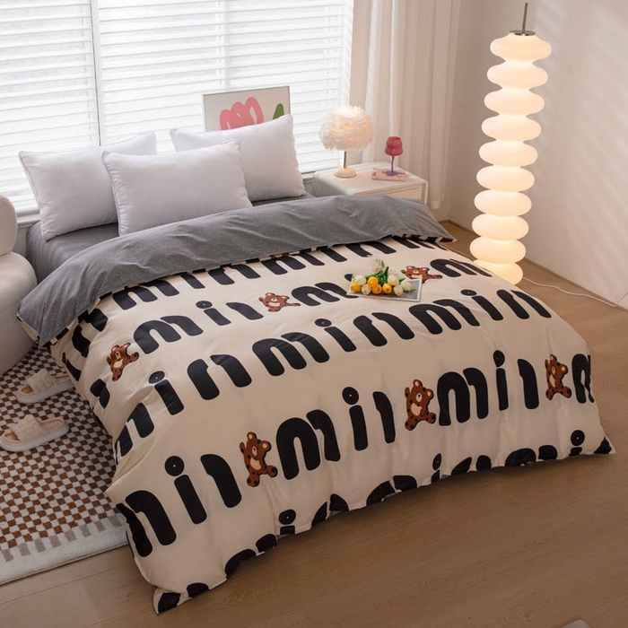 91家纺网 家纺一手货源 找家纺 贝兰仙奴 2025春夏新款全棉纯棉12868印花单被套 被套单件 熊仔贝贝