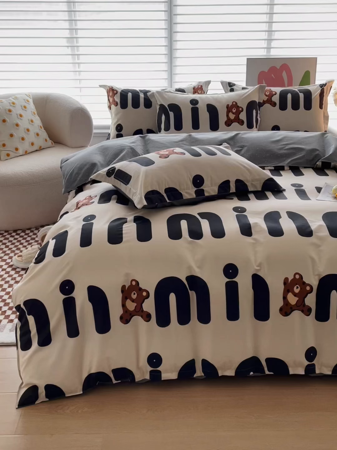 91家纺网 家纺一手货源 找家纺 贝兰仙奴 2025春夏新款全棉纯棉12868印花单被套 被套单件 熊仔贝贝