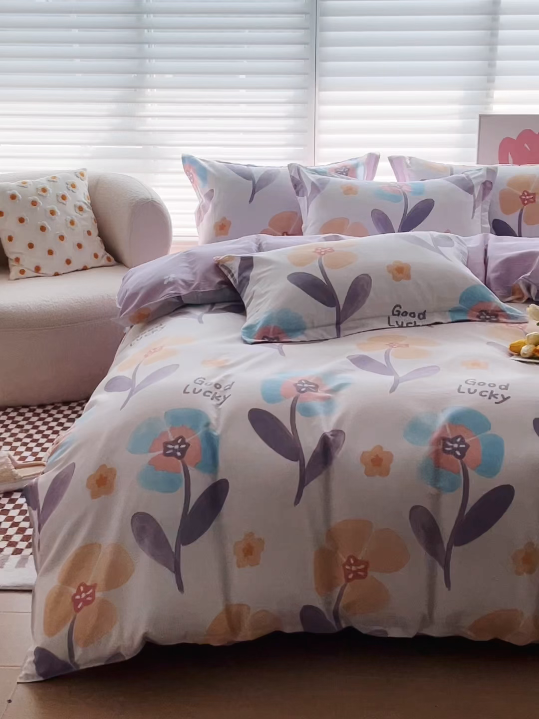 91家纺网 家纺一手货源 找家纺 贝兰仙奴 2025春夏新款全棉纯棉12868印花单被套 被套单件 遥香花影粉