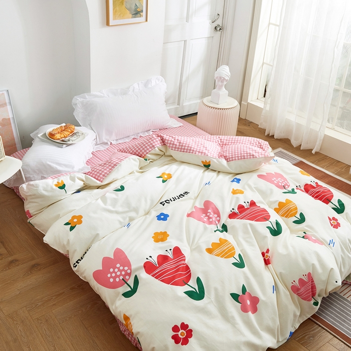 91家纺网 家纺一手货源 找家纺 贝兰仙奴 2025春夏新款全棉纯棉12868印花单被套 被套单件 清丽花香米