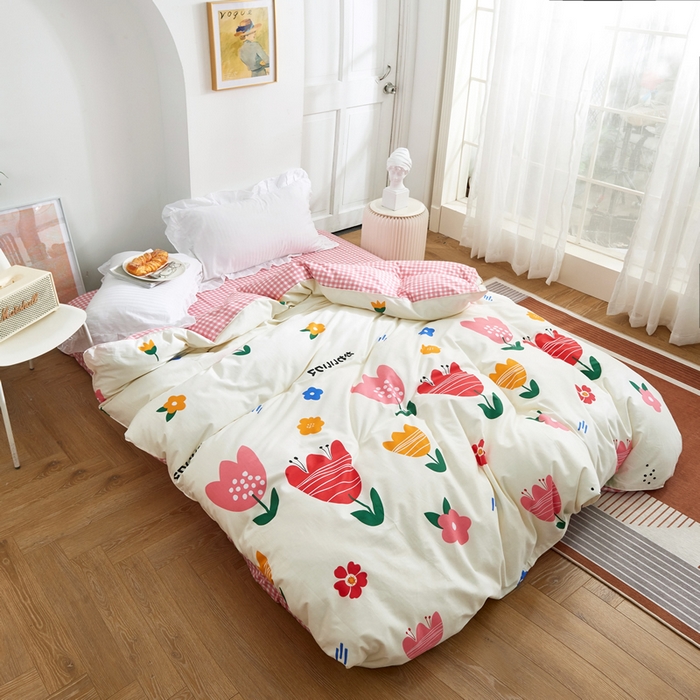 91家纺网 家纺一手货源 找家纺 贝兰仙奴 2025春夏新款全棉纯棉12868印花单被套 被套单件 清丽花香米