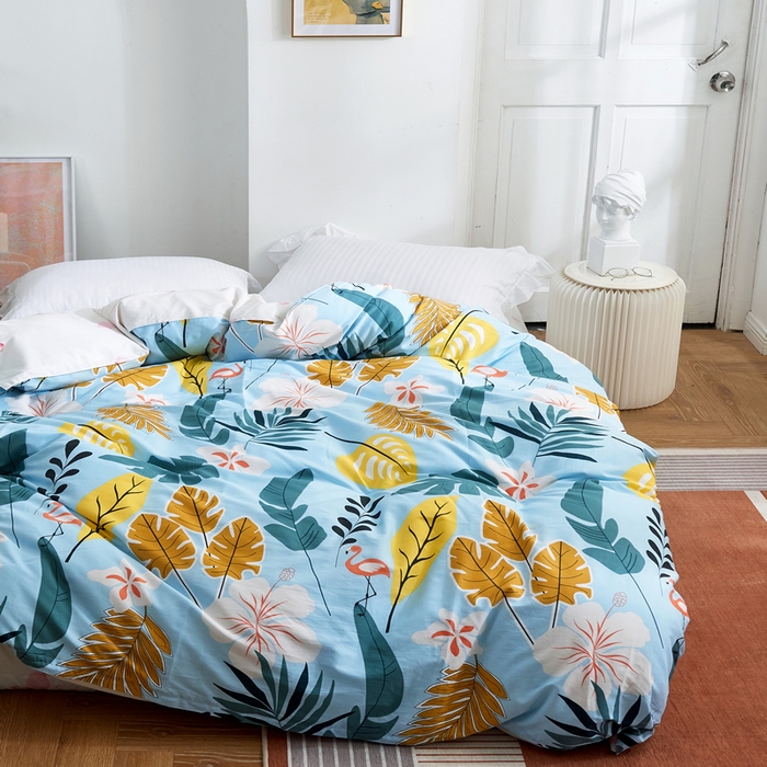 91家纺网 家纺一手货源 找家纺 贝兰仙奴 2025春夏新款全棉纯棉12868印花单被套 被套单件 叶语浪漫兰