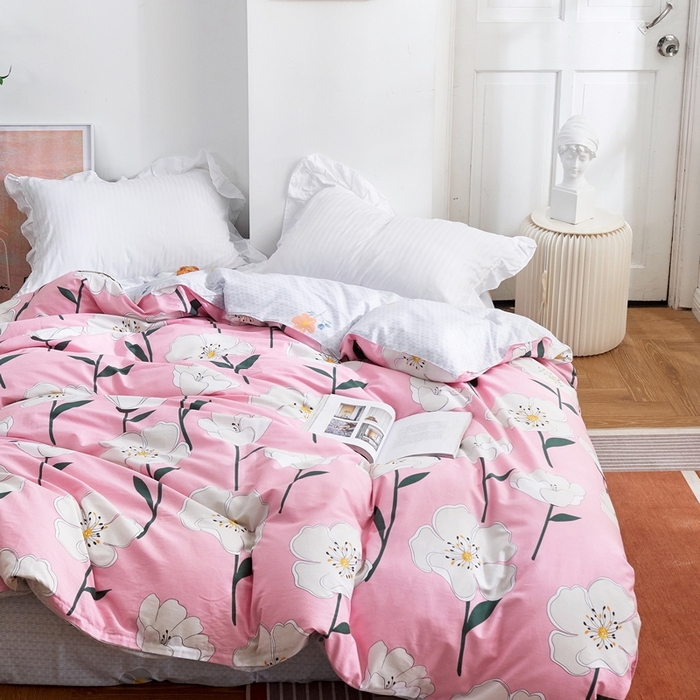 91家纺网 家纺一手货源 找家纺 贝兰仙奴 2025春夏新款全棉纯棉12868印花单被套 被套单件 绽放花颜