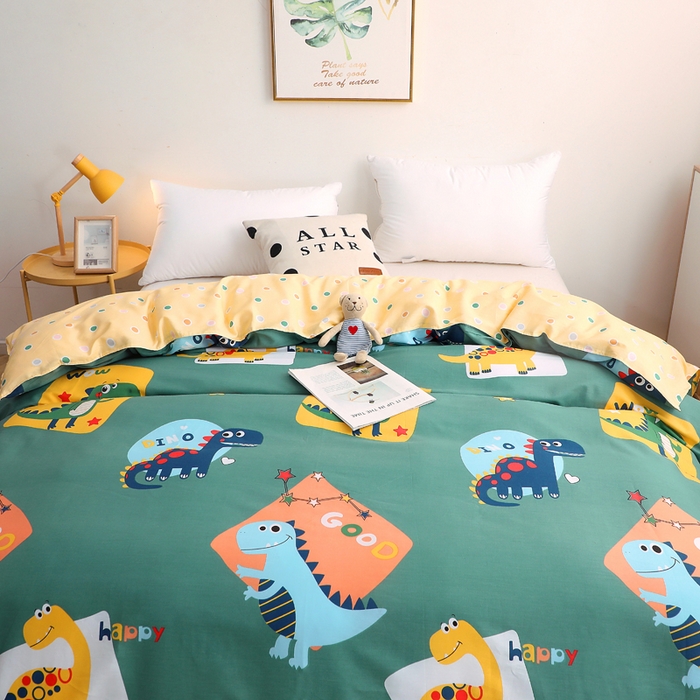 91家纺网 家纺一手货源 找家纺 贝兰仙奴 2025春夏新款全棉纯棉12868印花单被套 被套单件 恐龙家族