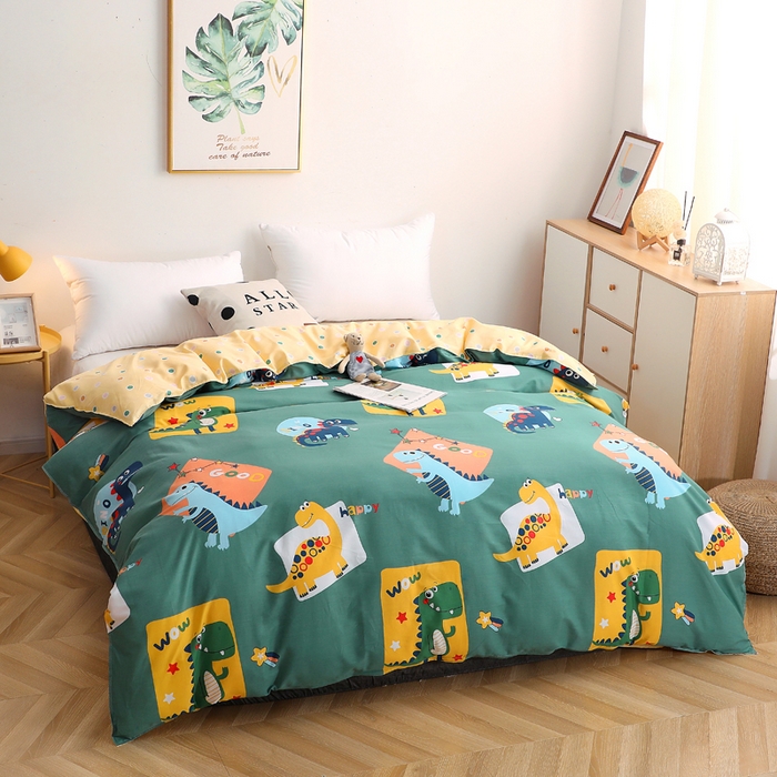 91家纺网 家纺一手货源 找家纺 贝兰仙奴 2025春夏新款全棉纯棉12868印花单被套 被套单件 恐龙家族