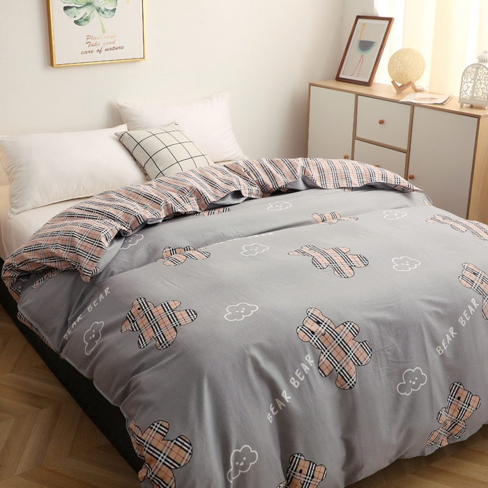 91家纺网 家纺一手货源 找家纺 贝兰仙奴 2025春夏新款全棉纯棉12868印花单被套 被套单件 小熊宝莉灰
