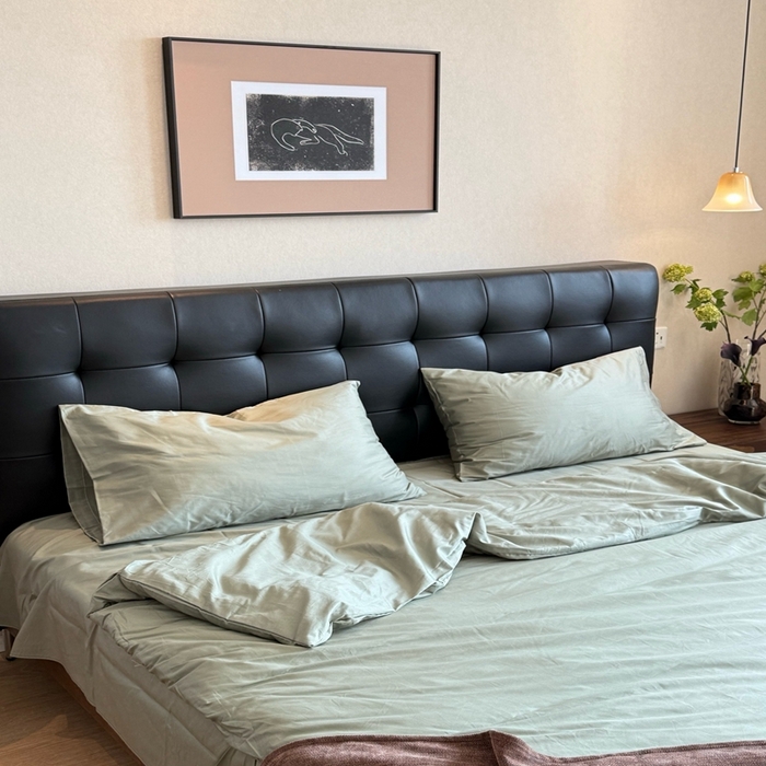 91家纺网 家纺一手货源 找家纺 芯氧 2025新款亚朵星球纯色全棉四件套 松林青