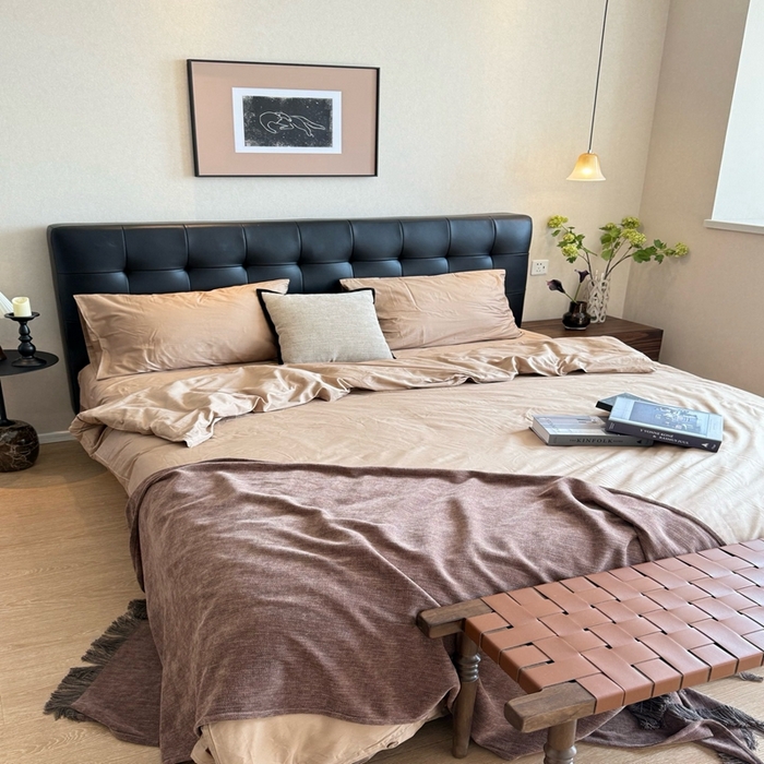 91家纺网 家纺一手货源 找家纺 芯氧 2025新款亚朵星球纯色全棉四件套 伯爵姜茶