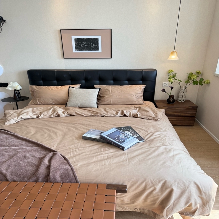 91家纺网 家纺一手货源 找家纺 芯氧 2025新款亚朵星球纯色全棉四件套 伯爵姜茶