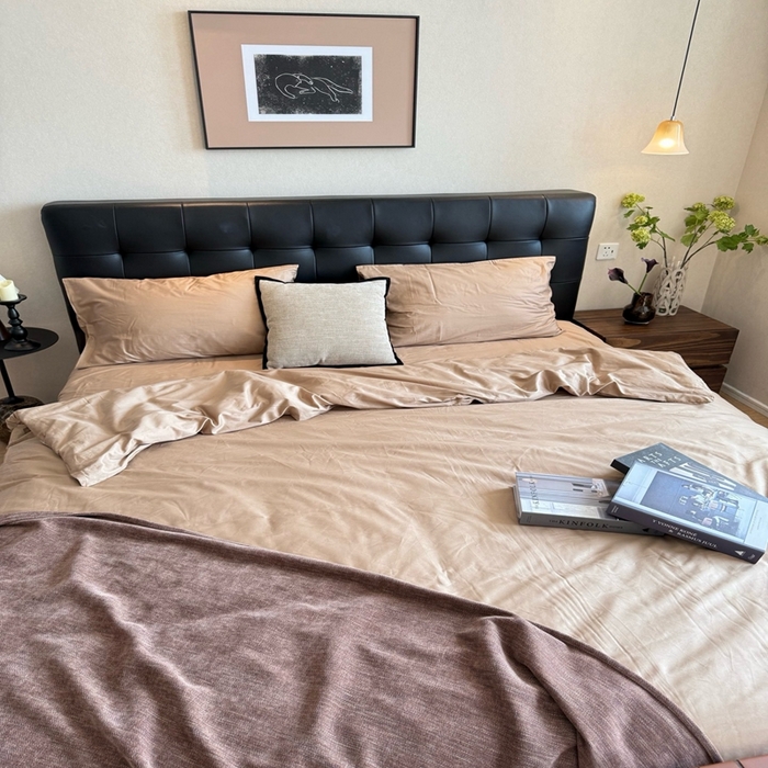 91家纺网 家纺一手货源 找家纺 芯氧 2025新款亚朵星球纯色全棉四件套 伯爵姜茶