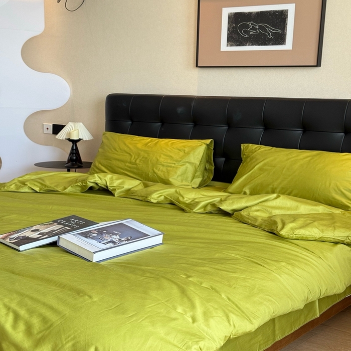 芯氧 2025新款亚朵星球纯色全棉四件套 山野绿