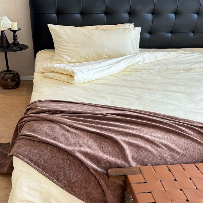 91家纺网 家纺一手货源 找家纺 芯氧 2025新款亚朵星球纯色全棉四件套 生椰姜茶