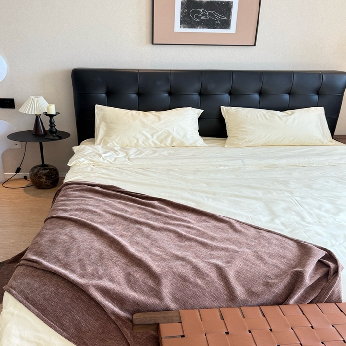 91家纺网 家纺一手货源 找家纺 芯氧 2025新款亚朵星球纯色全棉四件套 生椰姜茶