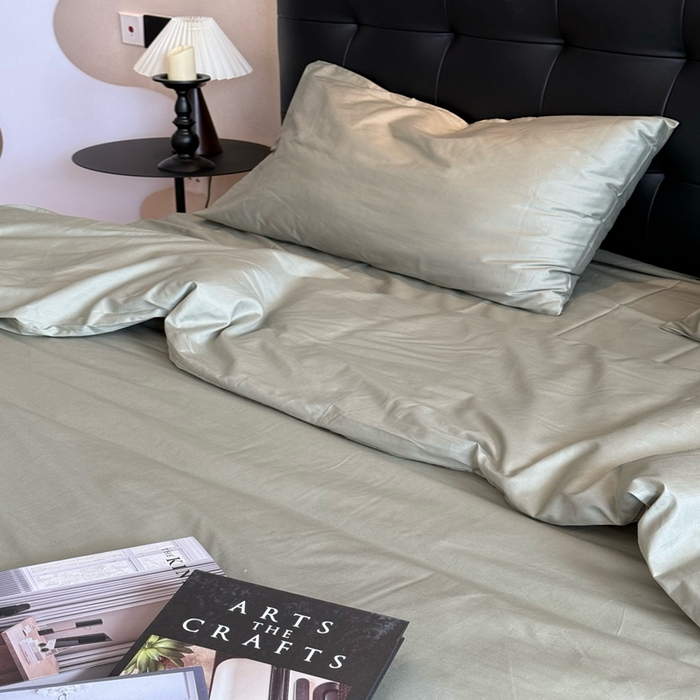 91家纺网 家纺一手货源 找家纺 芯氧 2025新款亚朵星球纯色全棉四件套 松林青