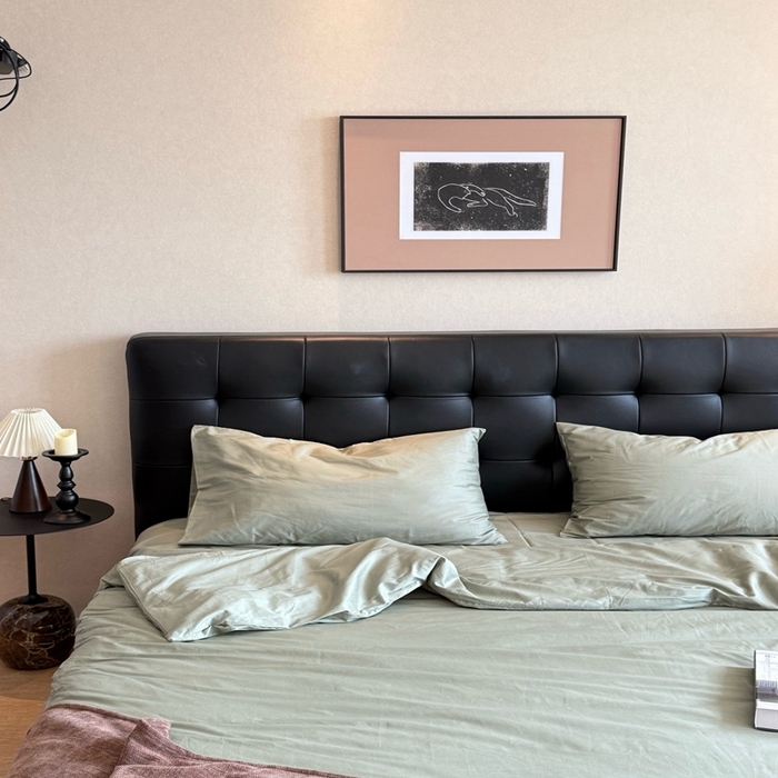 91家纺网 家纺一手货源 找家纺 芯氧 2025新款亚朵星球纯色全棉四件套 松林青